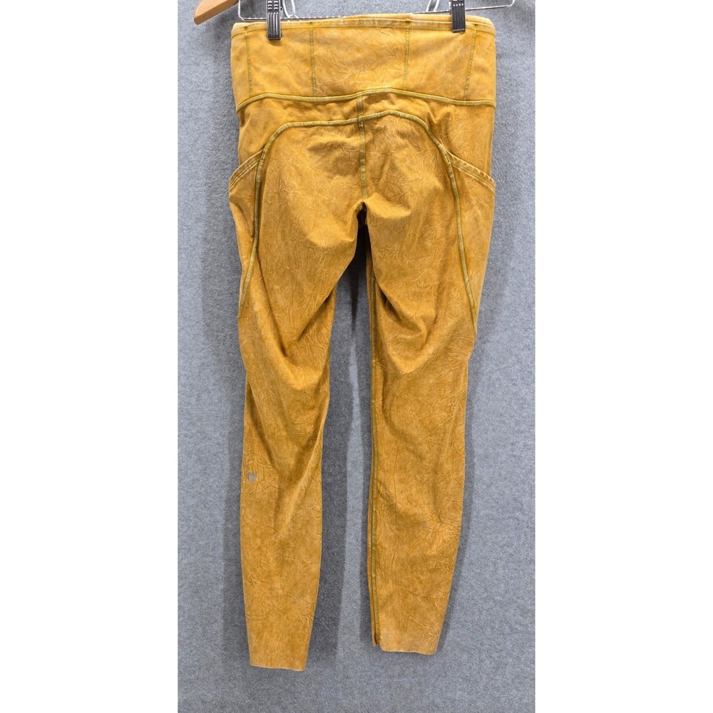 Lululemon Fast and Free High-Rise Tight 25 Crinkle Wash Ice Dye Mustard Yellow 6 - Picture 4 of 7